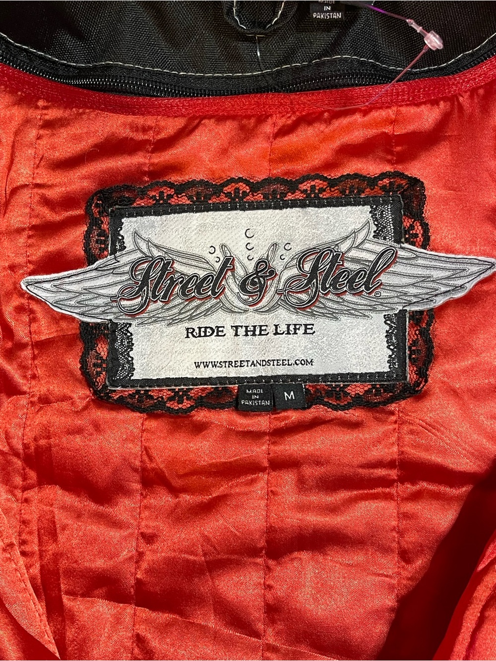 NWOT Women’s Sz M “Street & Steel Heartthrob”Motorcycle Riding Jacket /Pristine/ - Picture 6 of 16